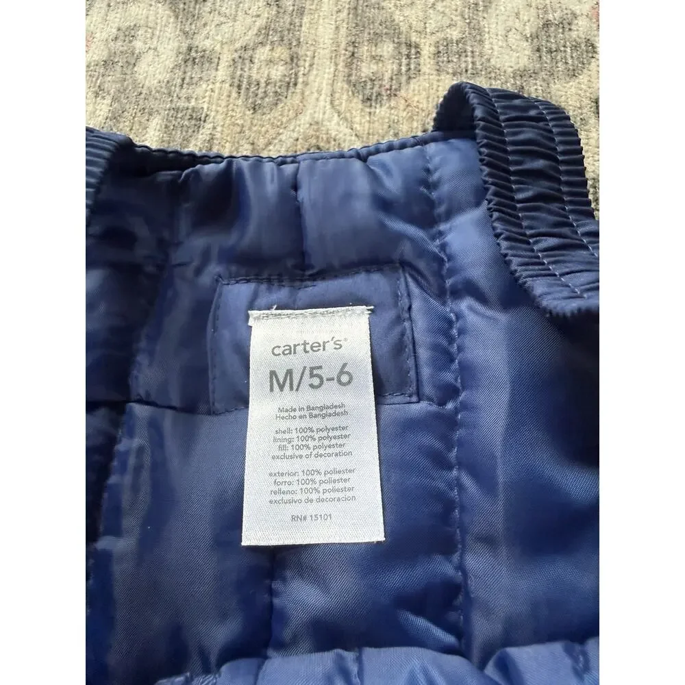 Carters Kid Overall Snow Bibs Blue Size 5T Adjustable Straps Skiing Winter Snow